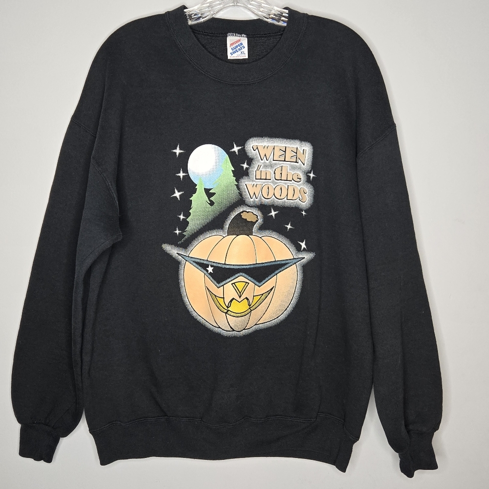 Vintage Jerzees XL Halloween Theme Sweatshirt Pullover CrewNeck Black Pumpkin